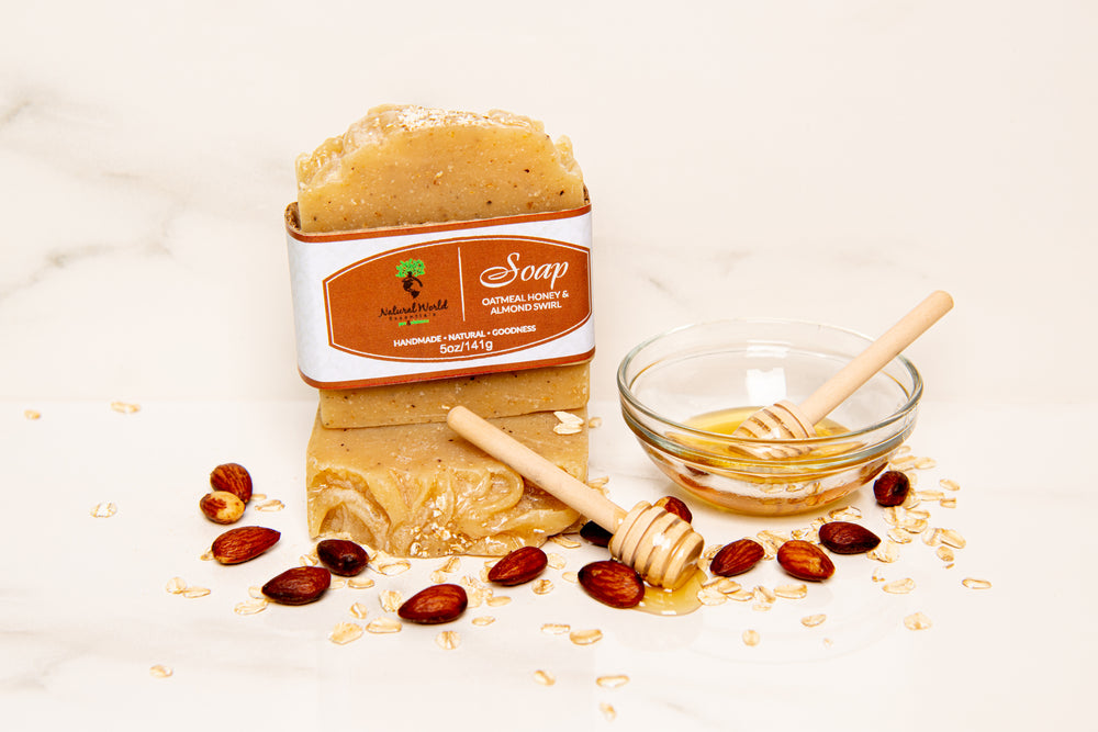
                
                    Load image into Gallery viewer, Oatmeal Honey &amp;amp; Almond Swirl Soap
                
            